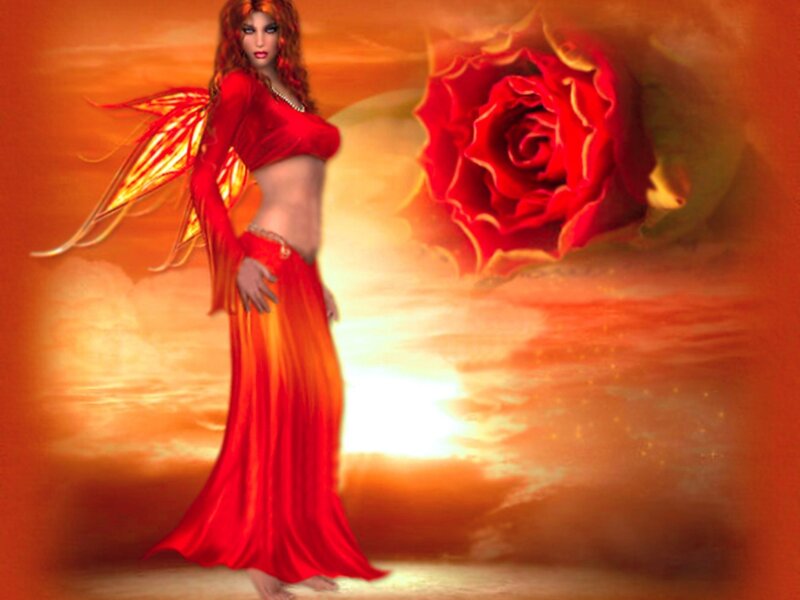 Red-haired Fairy with Wings — Red, Dramatic