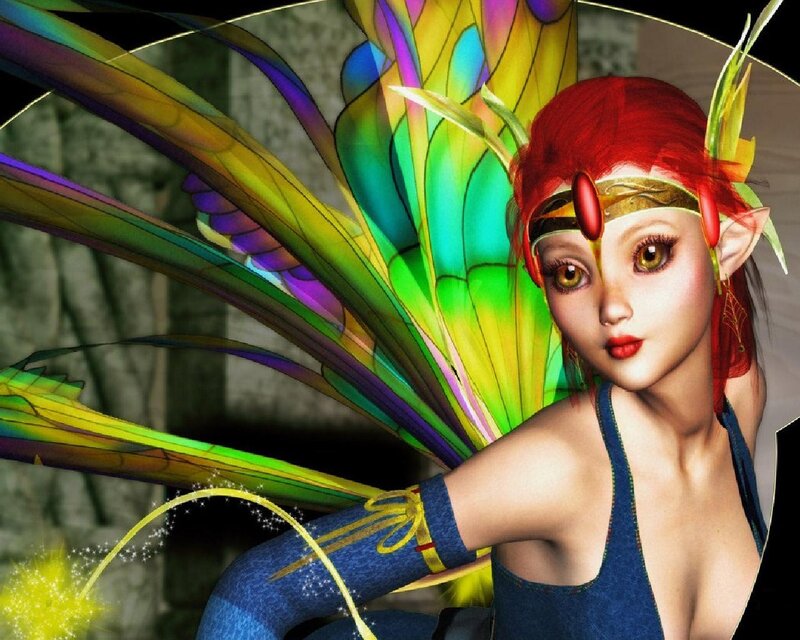 Red-haired Fairy with Wings — Red, Fantasy