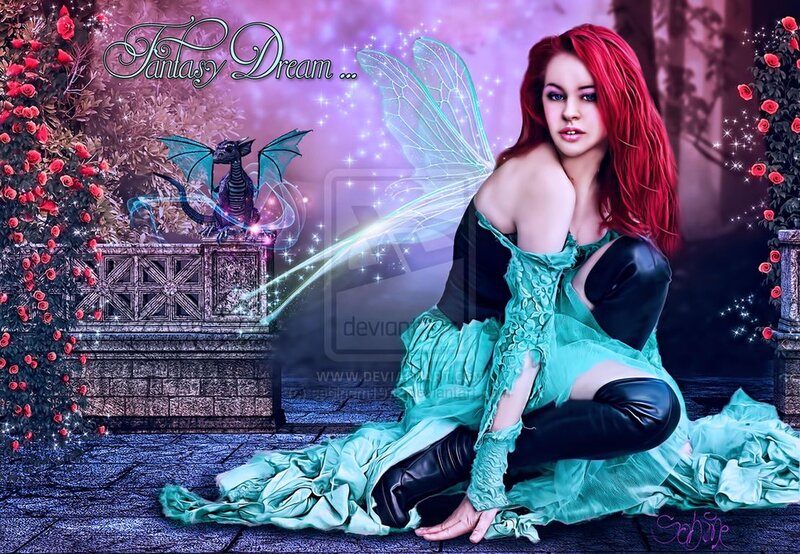Red-haired Fairy with Wings — Teal