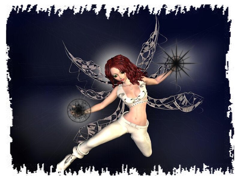 Red-haired Fairy with Wings — White
