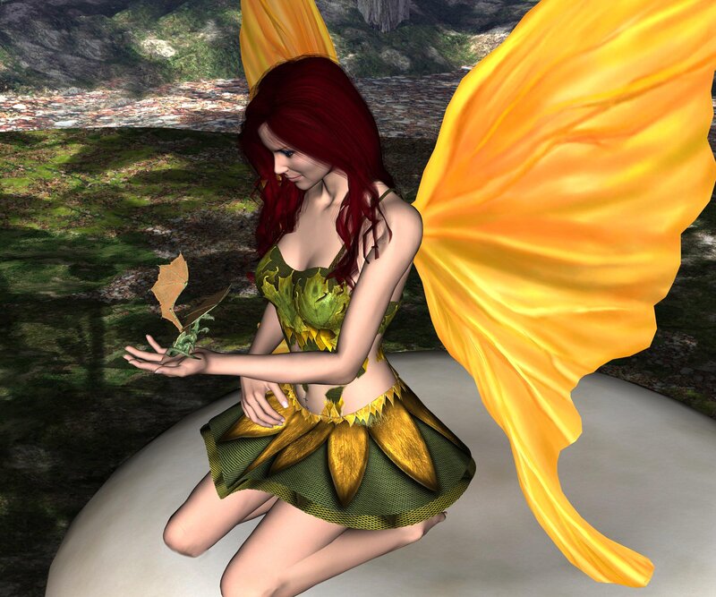 Red-haired Fairy with Wings — Yellow