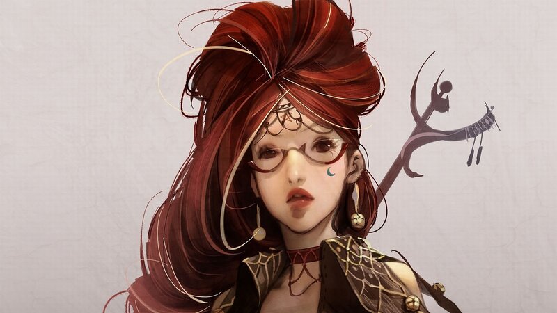 red-haired fantasy character portrait