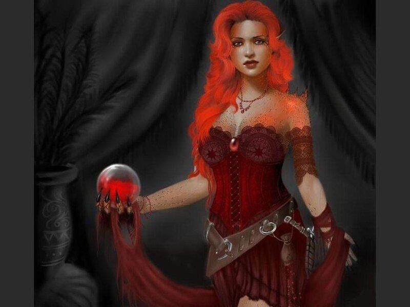 Red-haired fantasy sorceress