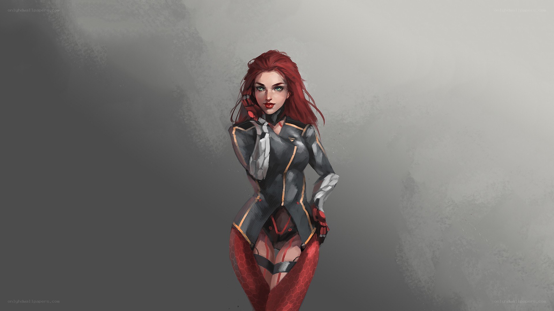 red-haired female character concept