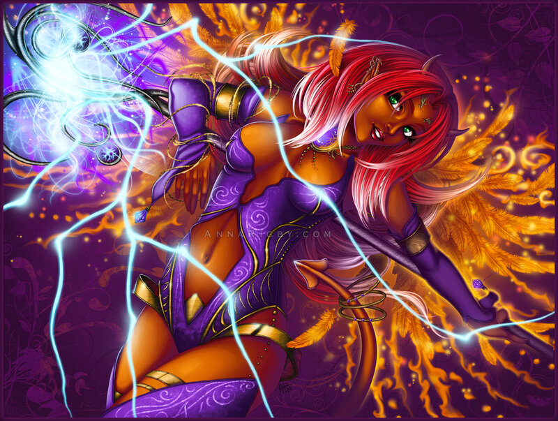 Red-haired Female Character — Purple, Dramatic