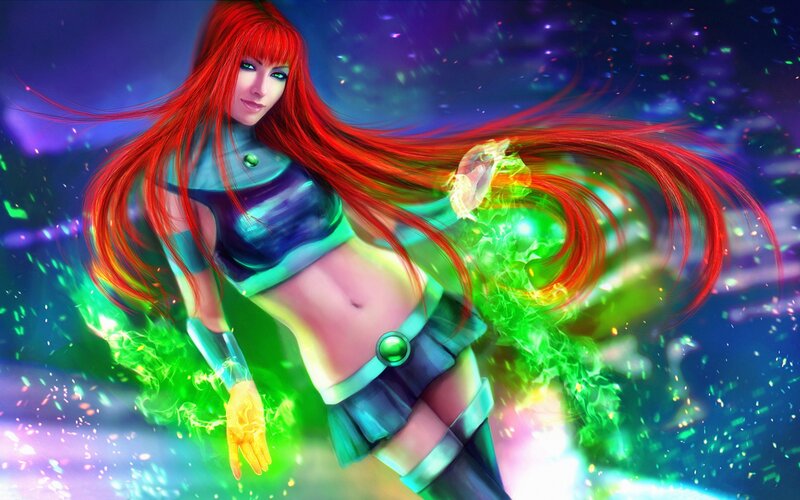 Red-haired Female Character — Red, Dramatic, Digital Art