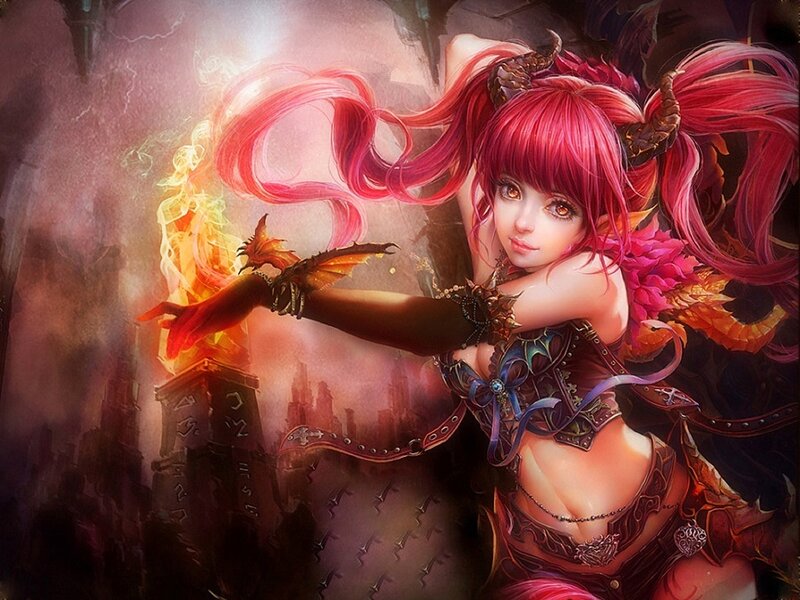 Red-haired Female Character — Red, Dramatic, Night