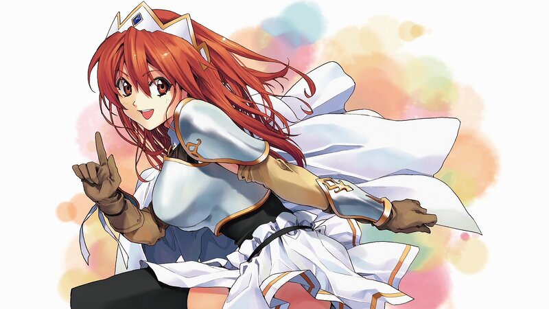 Red-haired Female Character — White, Energetic