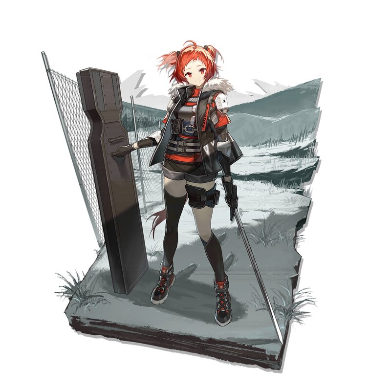 Red-haired Female Soldier — Gray