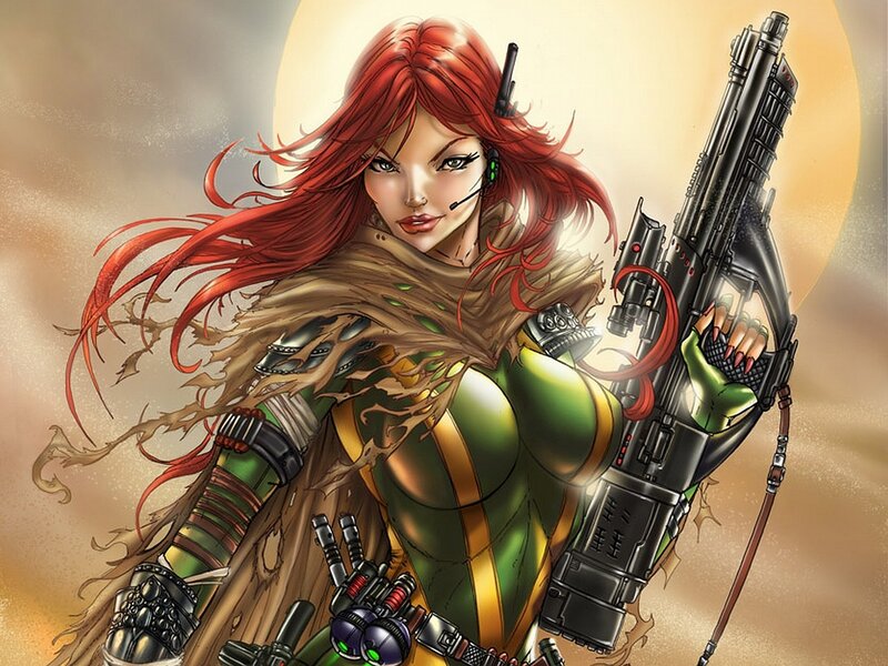 Red-haired Female Warrior — Green
