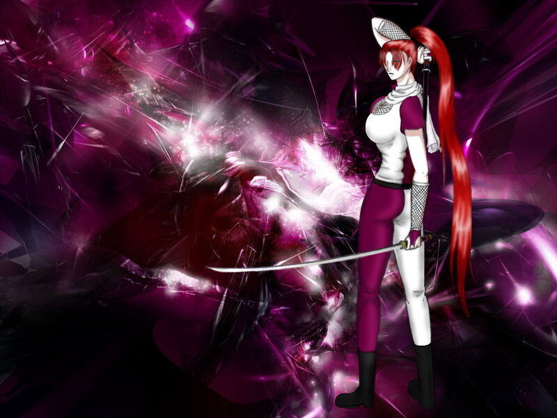 Red-haired Female Warrior — Purple, Dramatic, Digital Art