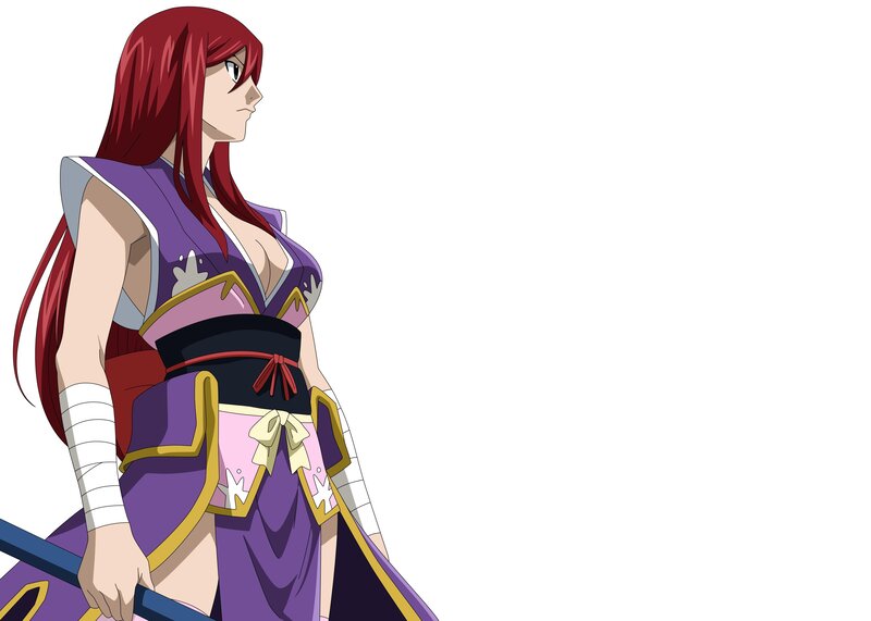 Red-haired Female Warrior — Purple, Serious