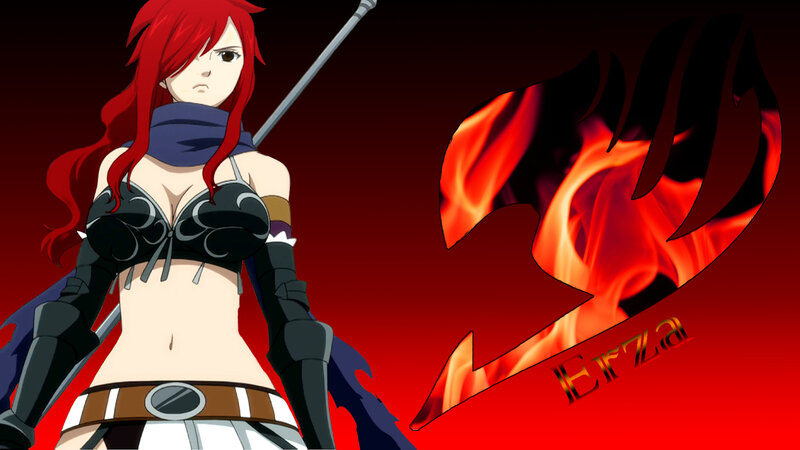 Red-haired Female Warrior — Red, Dramatic, Anime, Sword, Flame Symbol