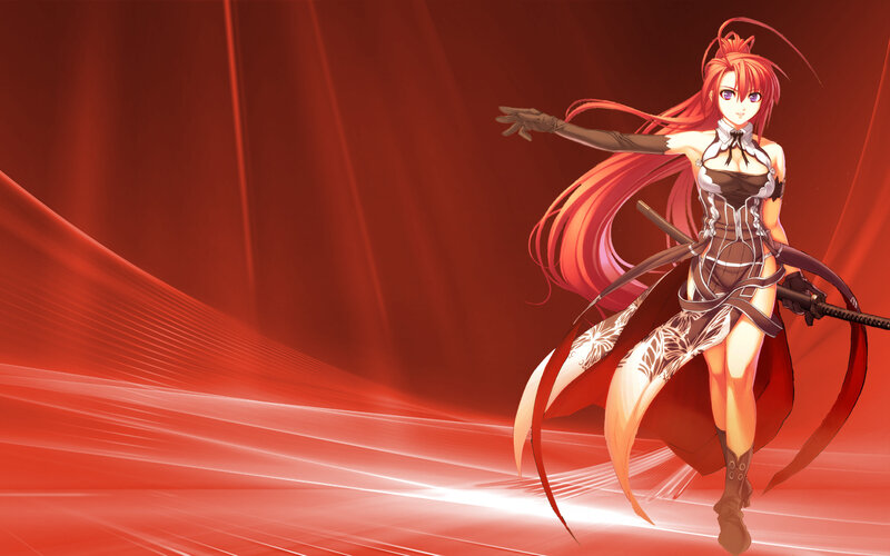Red-haired Female Warrior — Red, Dramatic, Anime, Sword, Long Hair