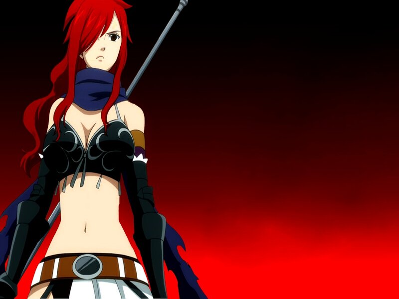 Red-haired Female Warrior — Red, Dramatic, Anime, Sword, Scarf