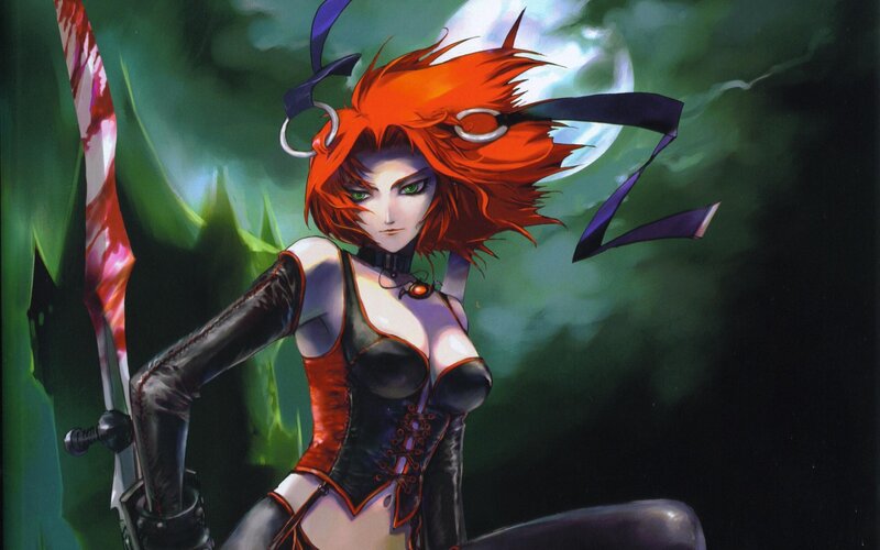 Red-haired Female Warrior — Red, Dramatic, Night
