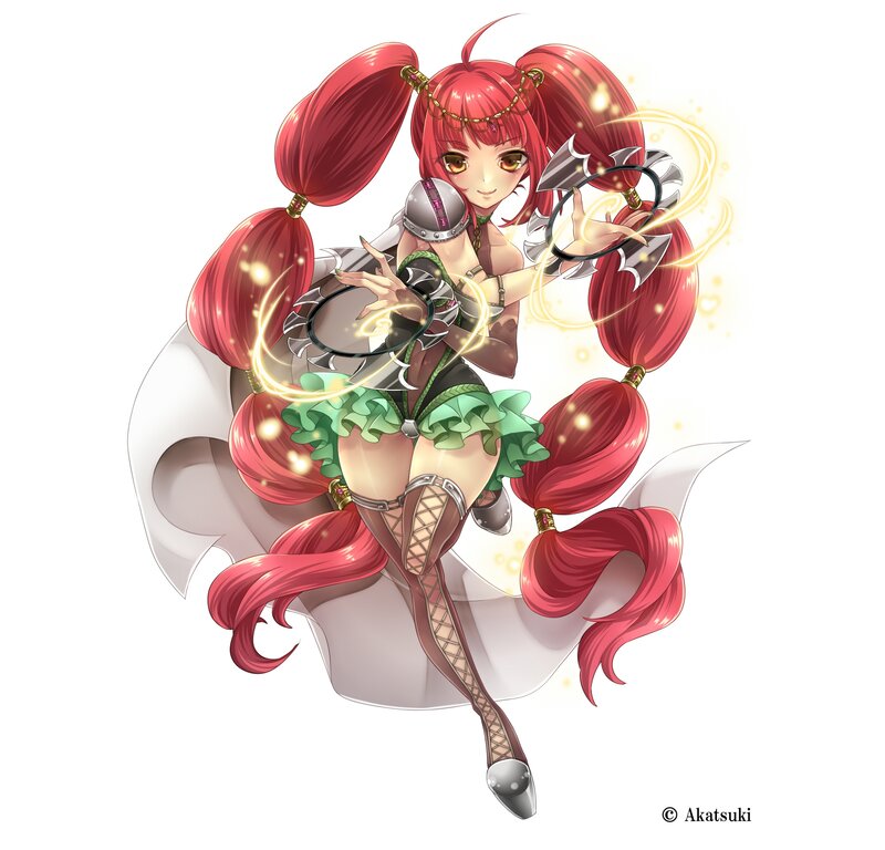 Red-haired Female Warrior — Red, Dynamic, Anime, Weapons