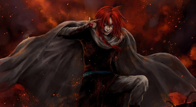 Red-haired Figure in Cloak