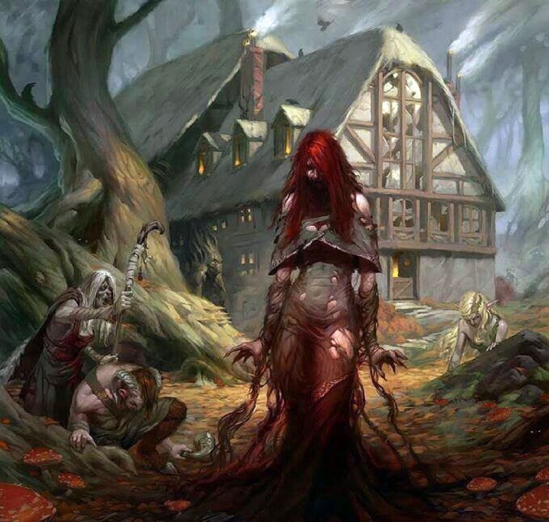 Red-haired Figure in Forest — Red