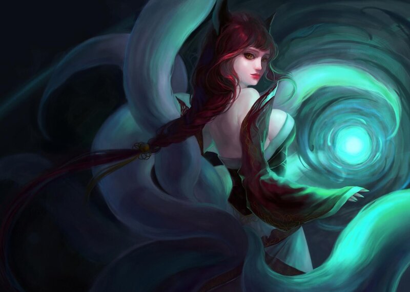 Red-haired fox girl with magic