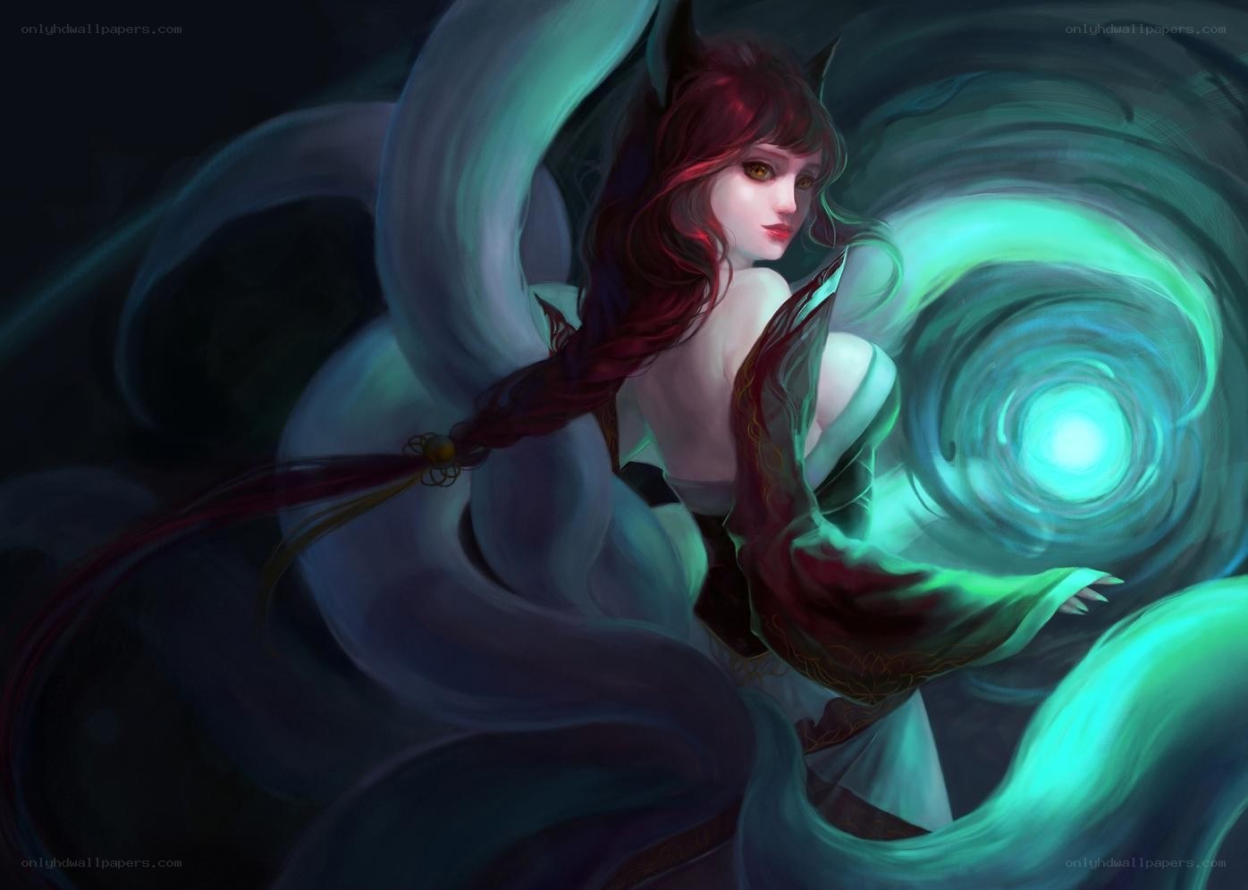 Red-haired fox girl with magic