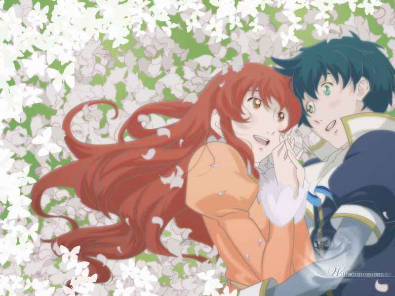 Red-haired Girl and Blue-haired Boy — White