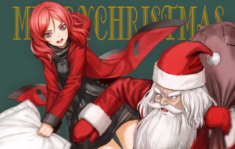 Red-haired Girl Attacking Santa