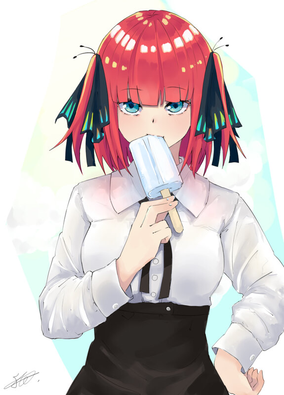 Red-haired Girl Eating Ice Pop