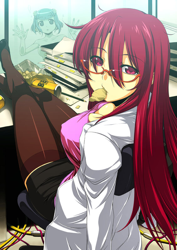 Red-haired girl eating snack