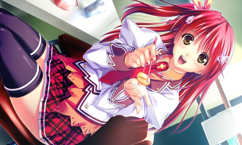 Red-haired Girl Eating Snack — Red
