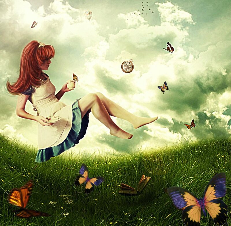 Red-haired Girl Floating