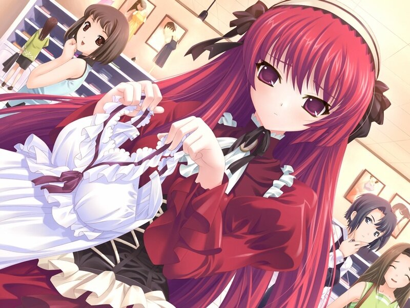 Red-haired Girl Holding Dress