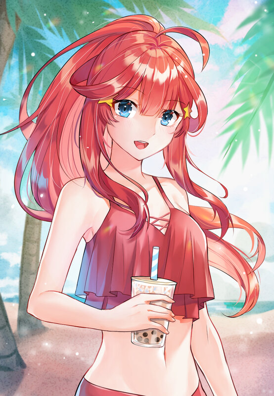 Red-haired Girl Holding Drink