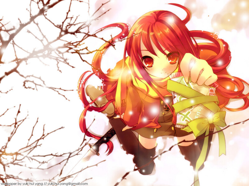 Red-haired Girl Holding Gift — Red, Festive