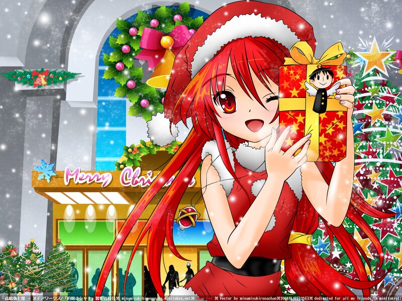 Red-haired Girl Holding Gift — Red, Festive, Winter