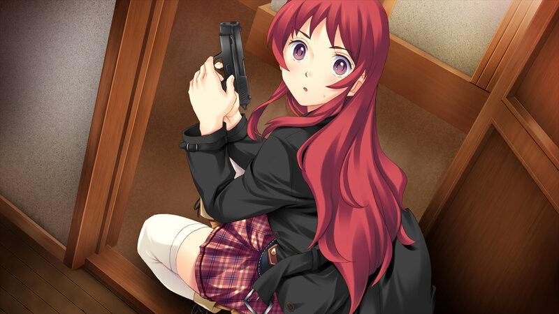 Red-haired Girl Holding Gun