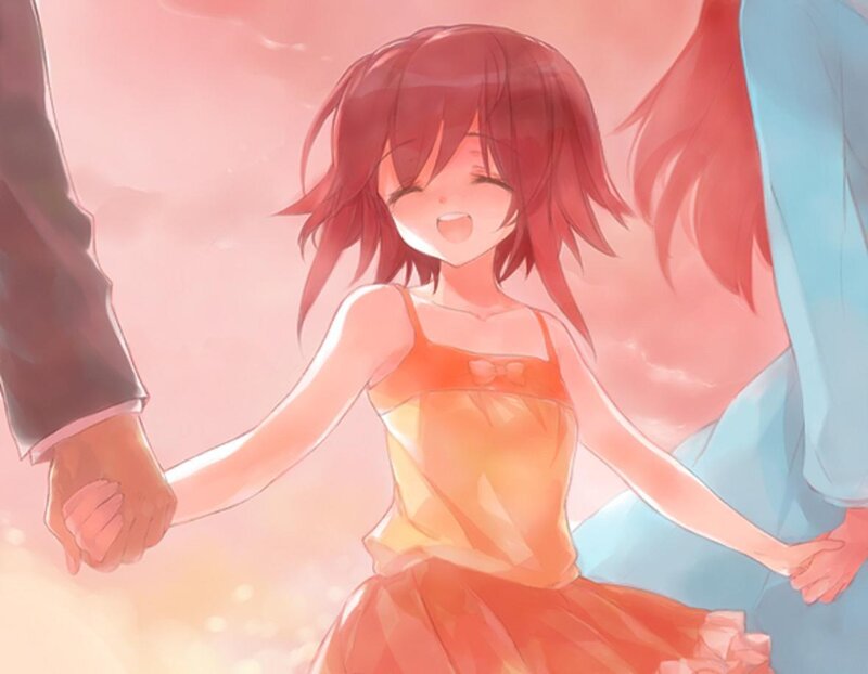 Red-haired Girl Holding Hands