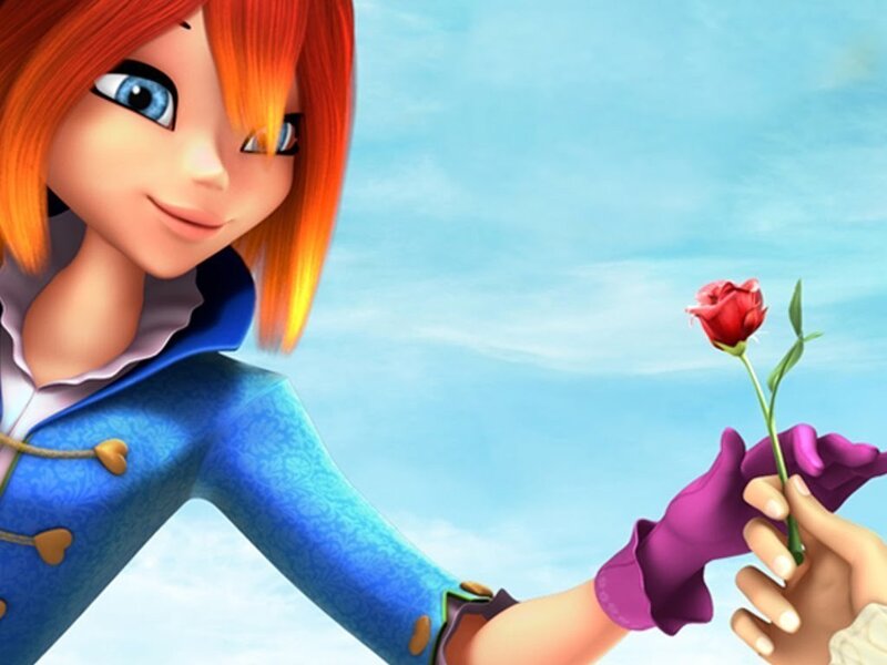 Red-haired Girl Holding Rose