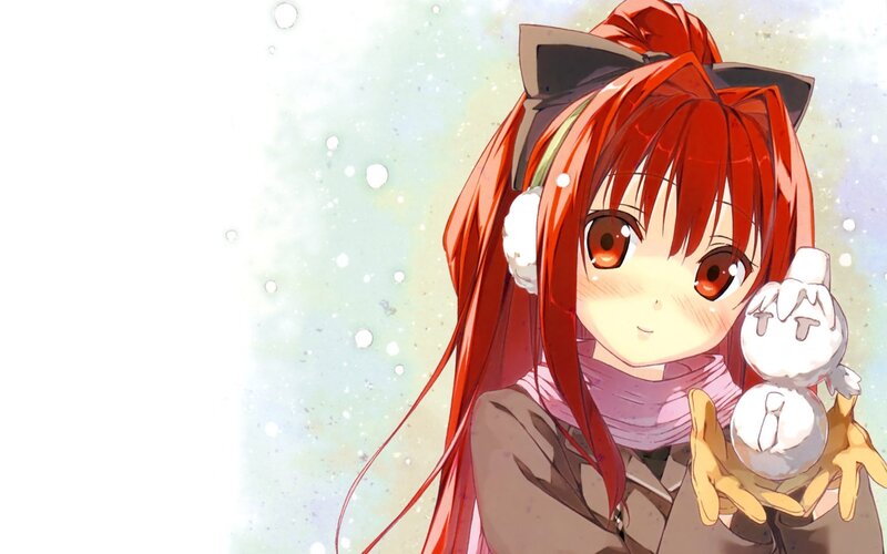 Red-haired Girl Holding Snowman