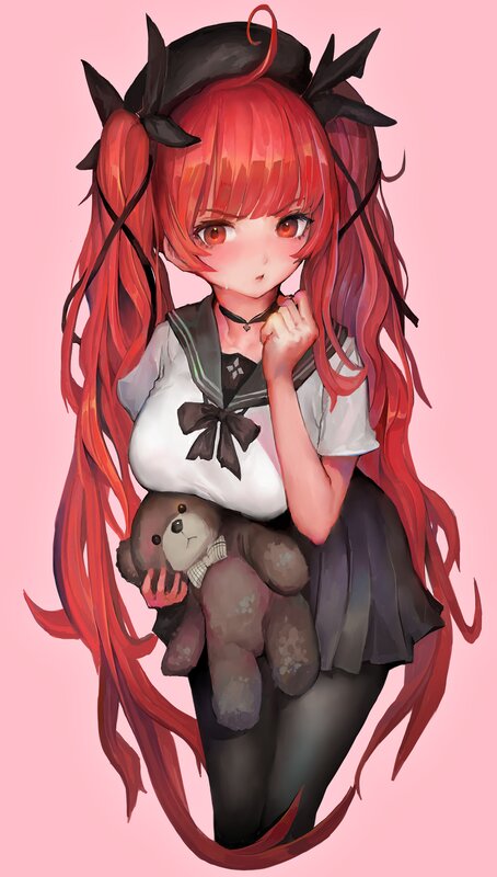Red-haired Girl Holding Teddy Bear