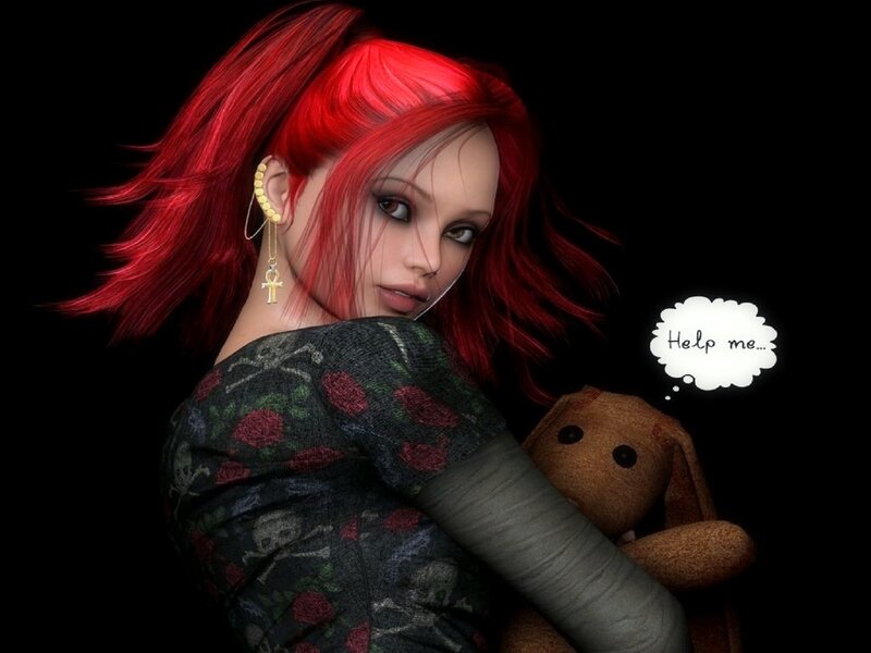 Red-haired Girl Holding Toy