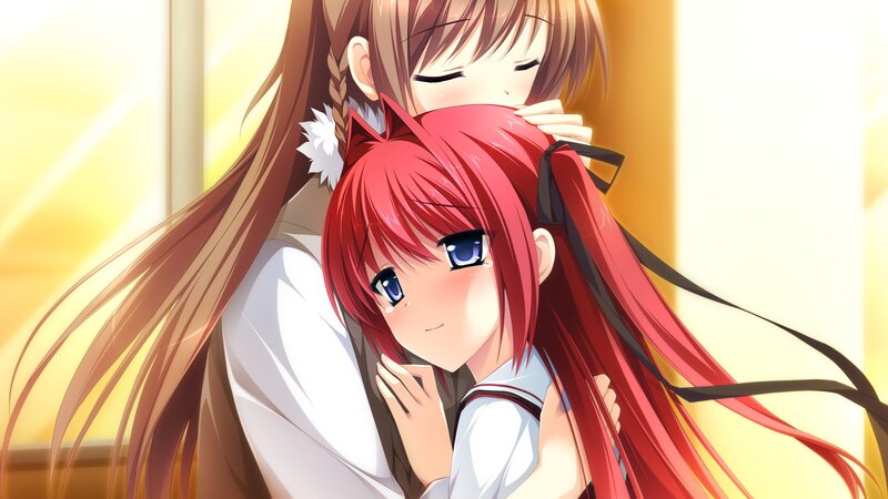 Red-haired Girl Hugging Another