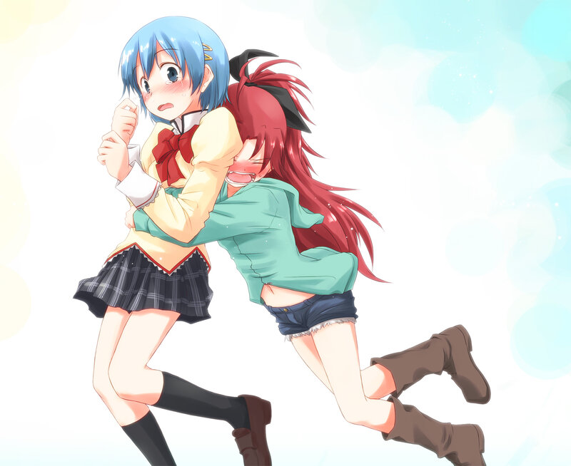Red-haired Girl Hugging Blue-haired Girl — Blue