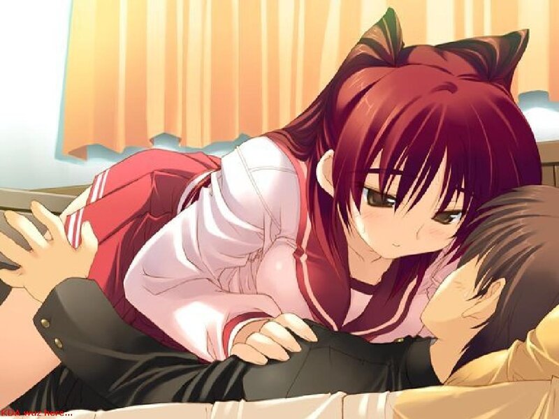 Red-haired Girl Hugging Boy — Red, Intimate, Manga