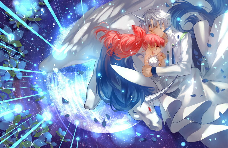 Red-haired Girl Hugging Man