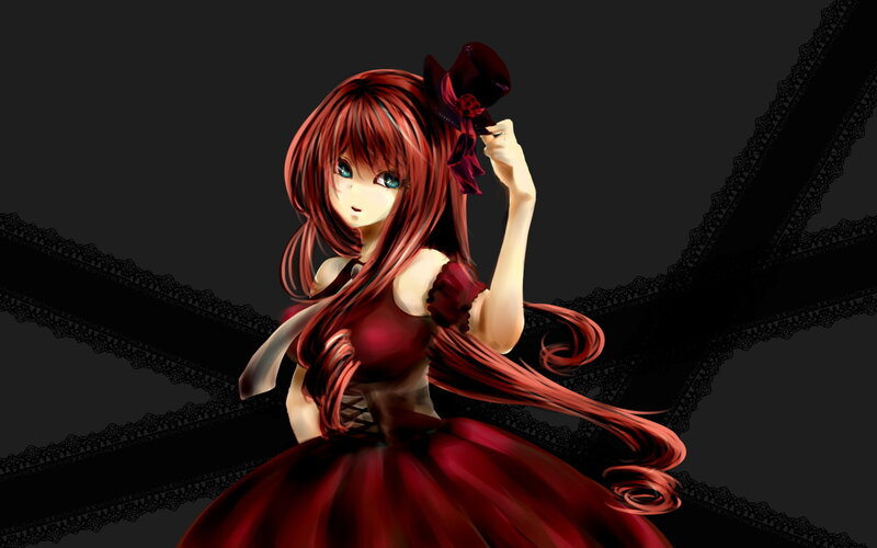 red-haired girl in a dress