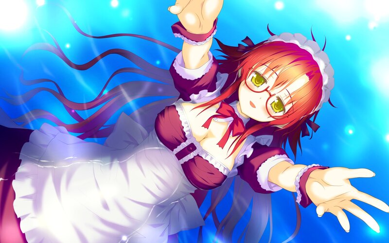 red-haired girl in a maid outfit