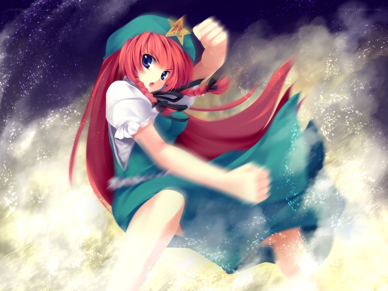 Red-haired girl in a star hat