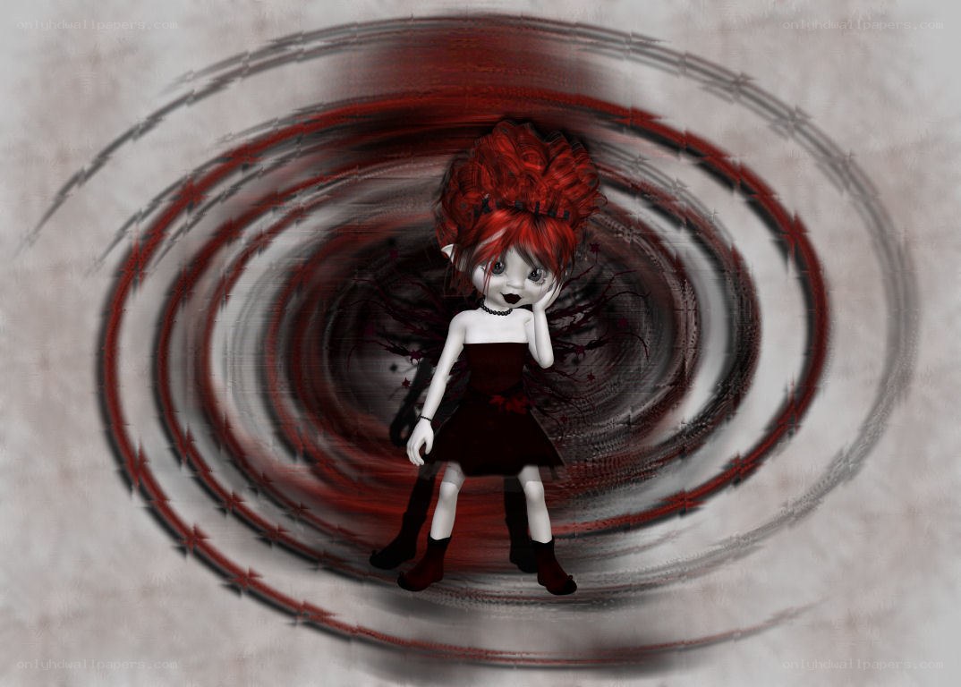 red-haired girl in a vortex