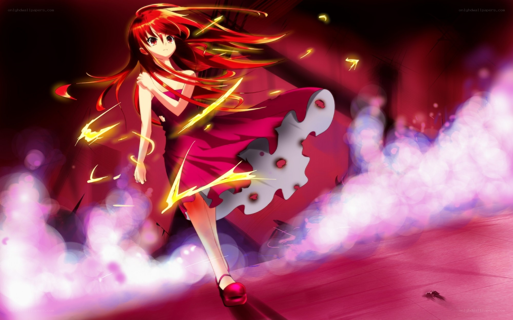 red-haired girl in action